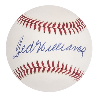 Ted Williams Signed OAL Brown Baseball (Beckett Grade 9)